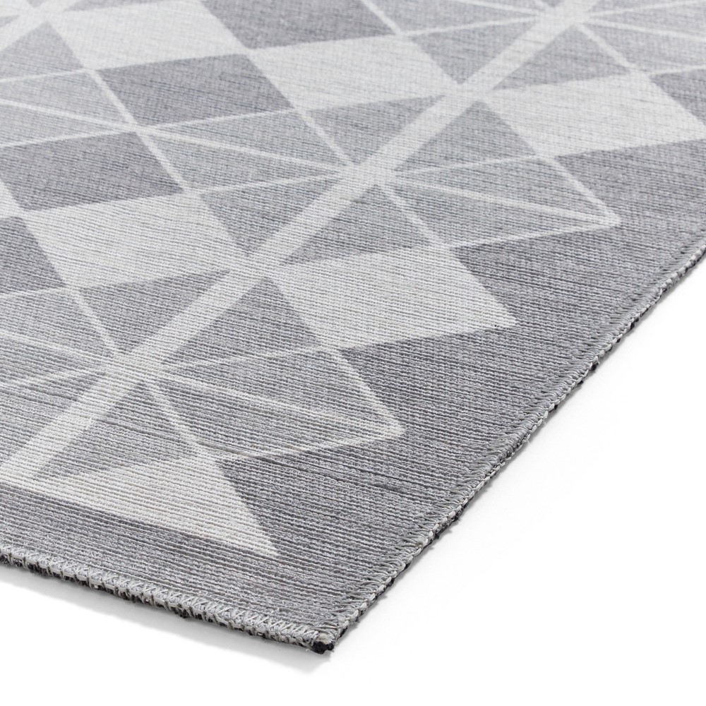 Victoria H1184 Modern Geometric Washable Rugs in Grey Light Grey